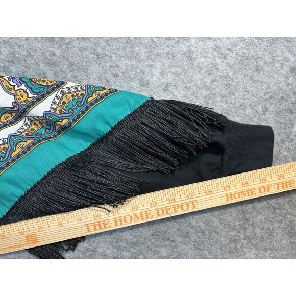 Vintage HAZELWOOD SOUTHWESTERN Fashion Aztec Shirt 90's Fringe Beaded Size M - Picture 10 of 11